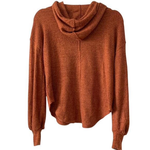 SO Waffle Knit Hooded Pullover Sweatshirt | Rust Orange | XS - Picture 2 of 3